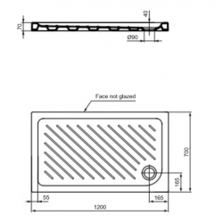 Ντουζιέρα Ορθογώνια Λευκή Πορσελάνης Slim Ideal Standard 120x70 Gemma 2 J002301